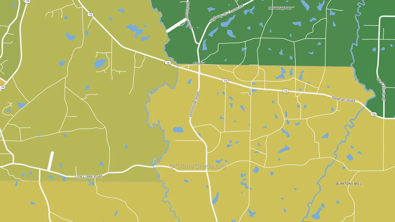 Digbey, GA Map of Assault Rates