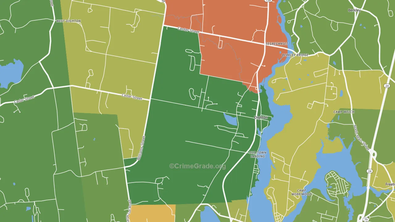 Dighton, MA Map of Assault Rates