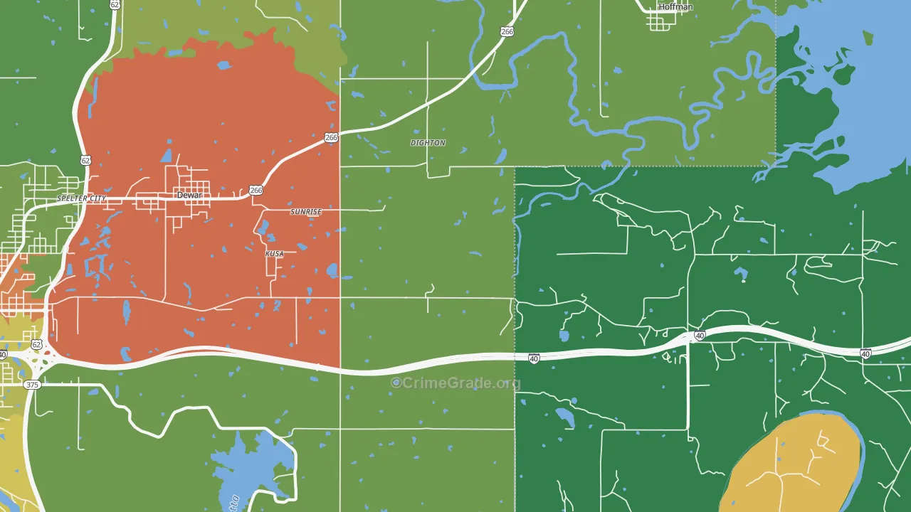 Dighton, OK Map of Assault Rates