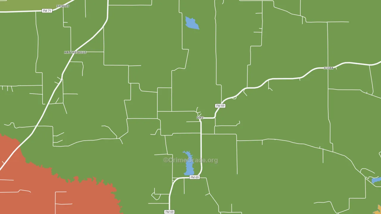 Dike, TX Map of Assault Rates