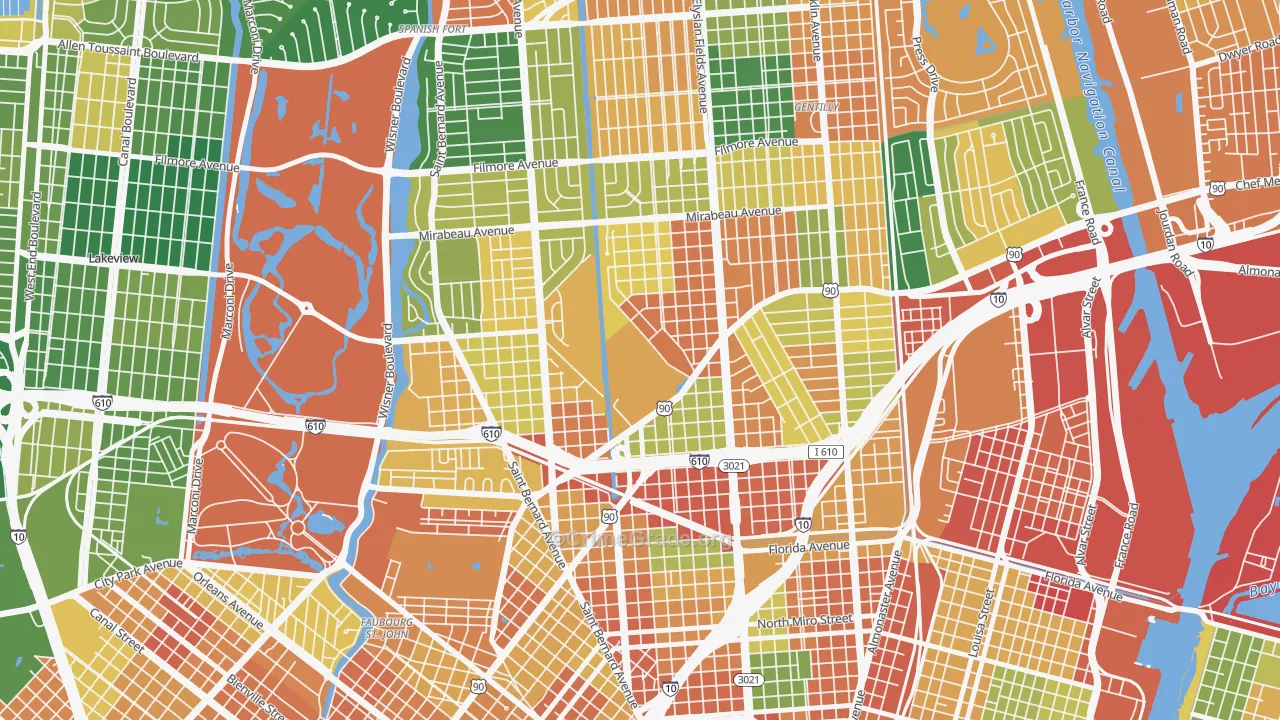 Dillard, New Orleans, LA Map of Assault Rates