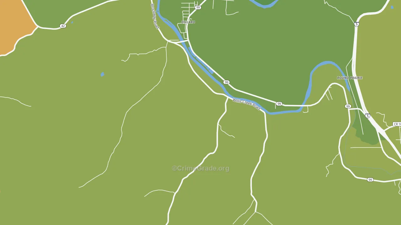 Dillard, OR Map of Assault Rates