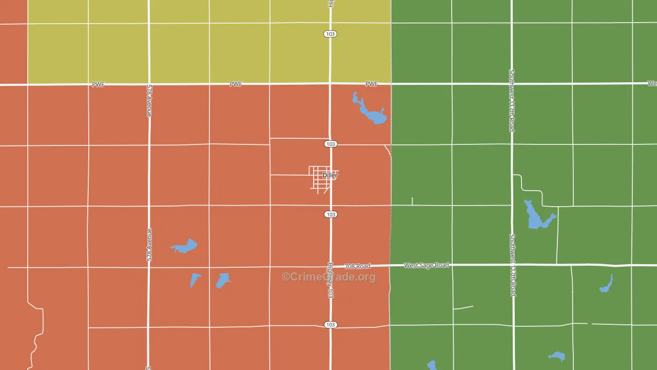 Diller, NE Map of Assault Rates