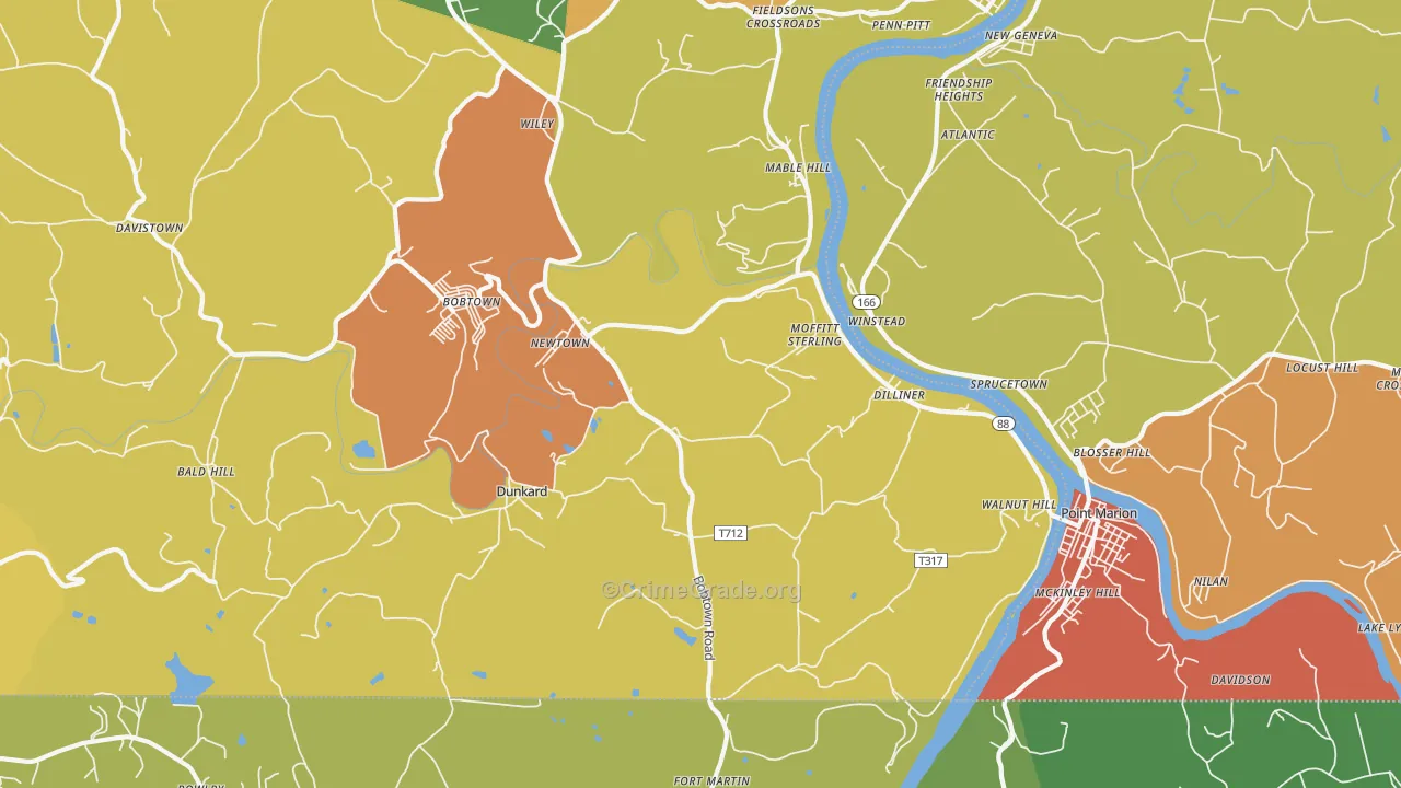 Dilliner, PA Map of Assault Rates