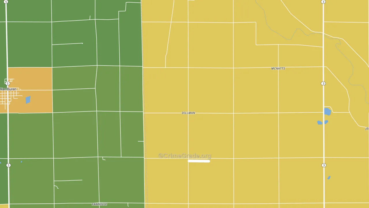 Dillman, IN Map of Assault Rates