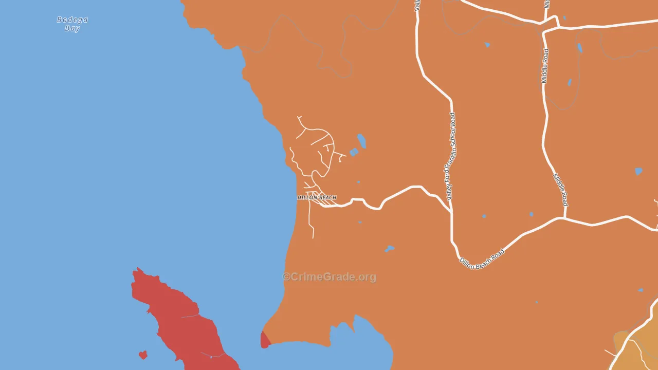 Dillon Beach, CA Map of Assault Rates