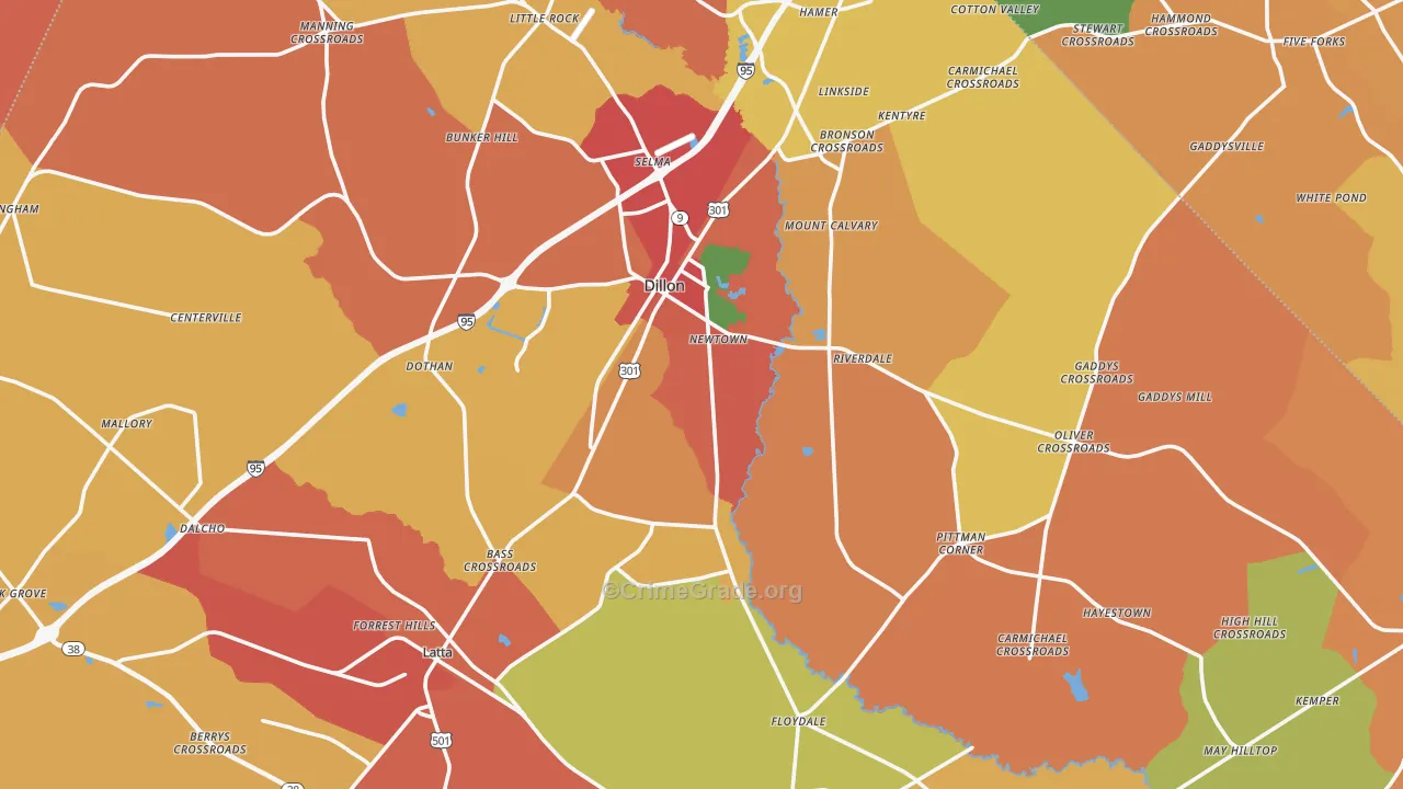 Dillon County, SC Map of Assault Rates