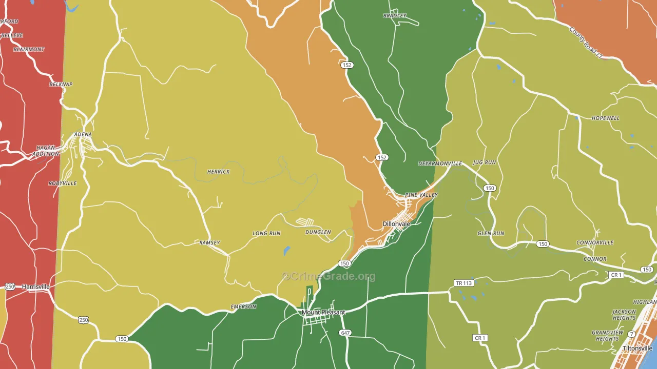 Dillonvale, OH Map of Assault Rates