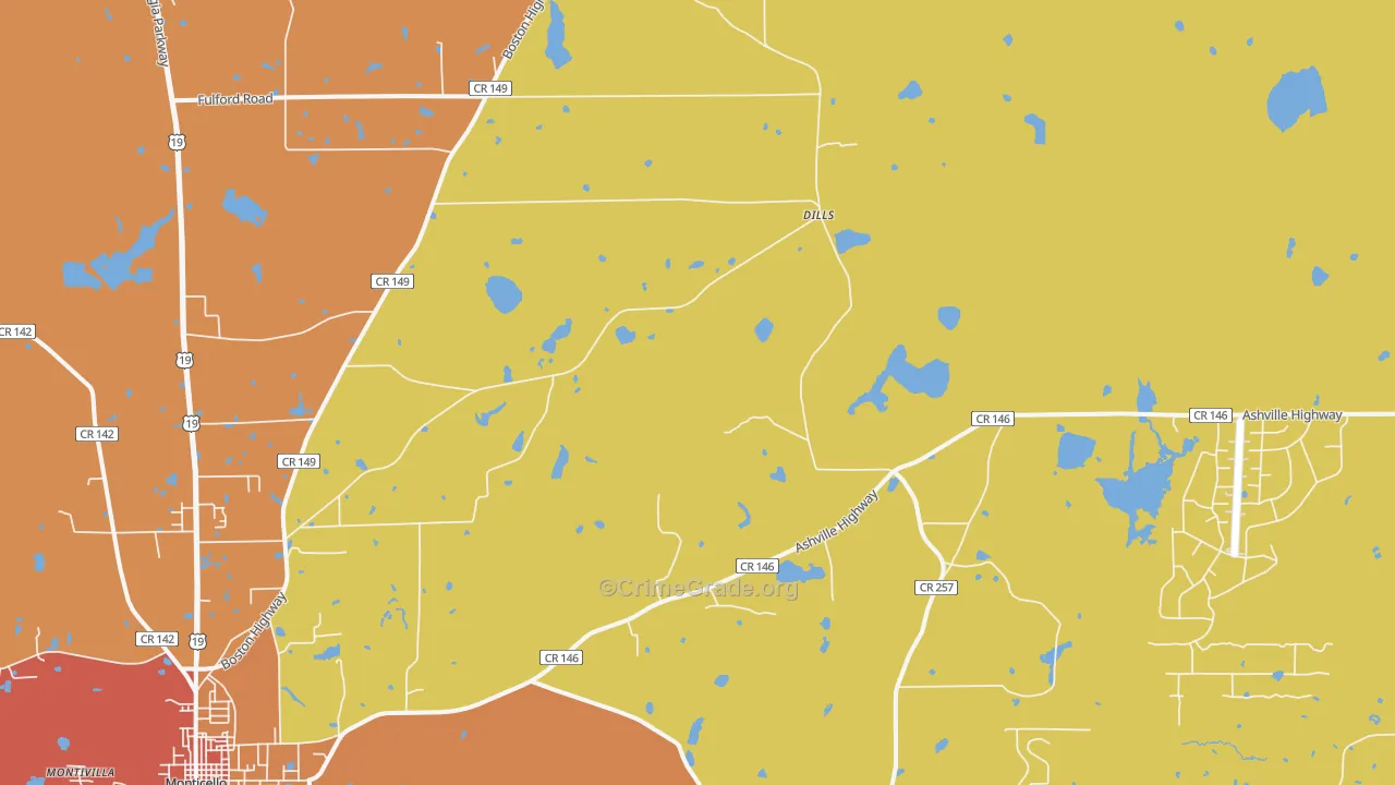 Dills, FL Map of Assault Rates