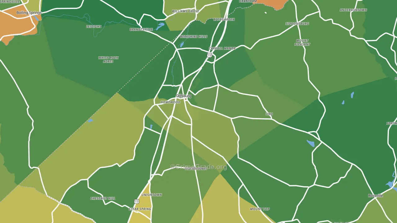 Dillsburg, PA Map of Assault Rates