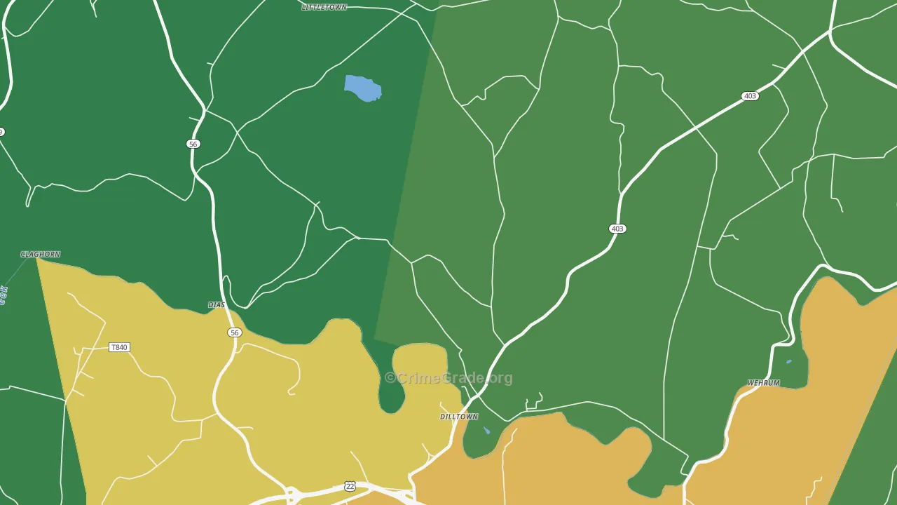 Dilltown, PA Map of Assault Rates