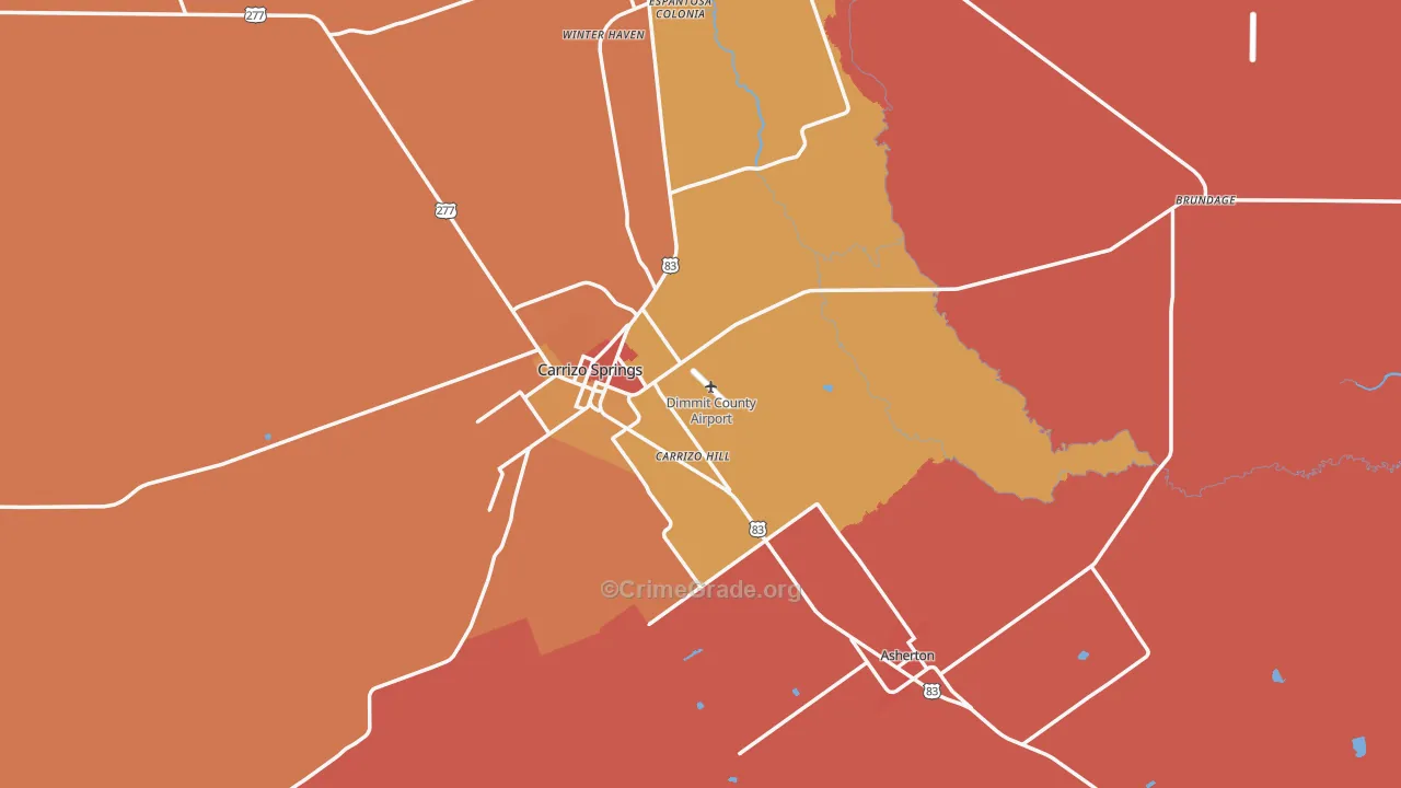 Dimmit County, TX Map of Assault Rates