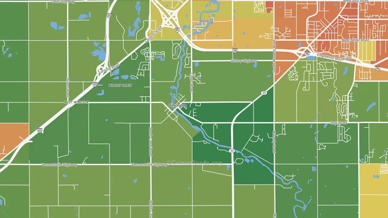 Dimondale, MI Map of Assault Rates