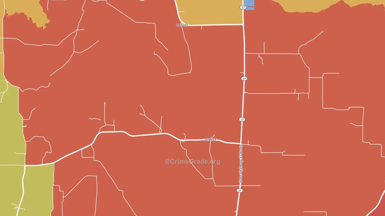 Dimple, TX Map of Assault Rates