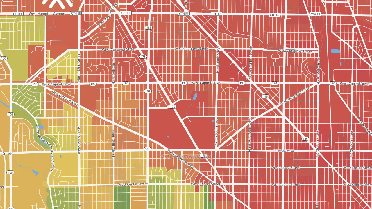 Dineen Park, Milwaukee, WI Map of Assault Rates