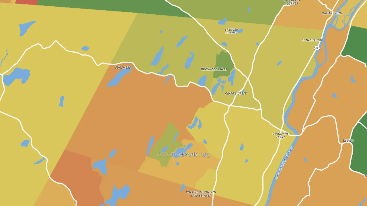Dingmans Ferry, PA Map of Assault Rates