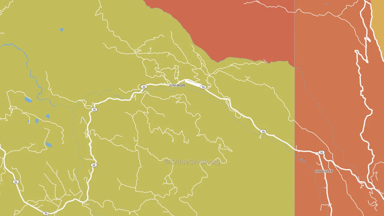Dinsmore, CA Map of Assault Rates