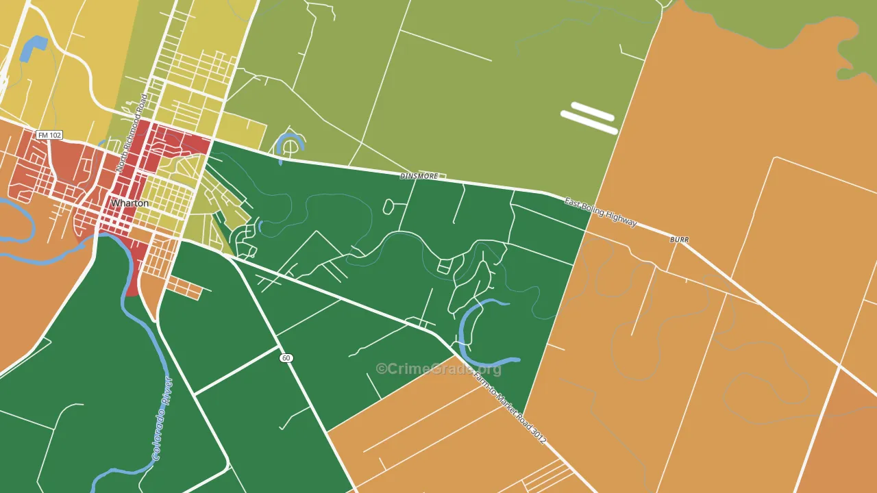 Dinsmore, TX Map of Assault Rates