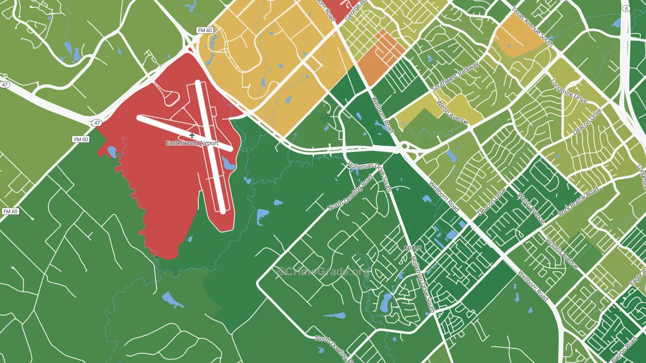 Disaster City, College Station, TX Map of Assault Rates