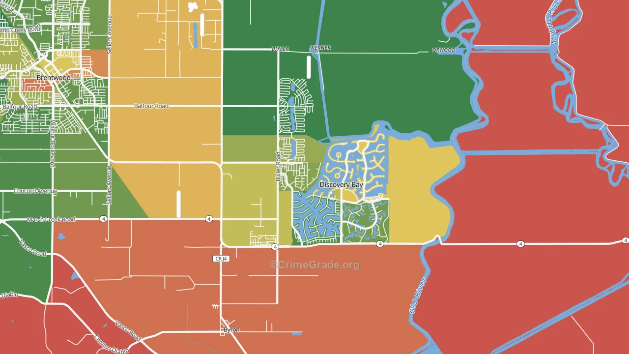 Discovery Bay, CA Map of Assault Rates