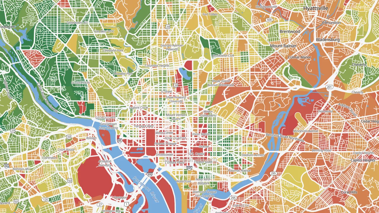 District of Columbia Map of Assault Rates
