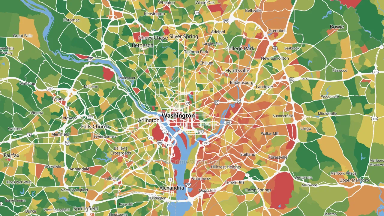 District of Columbia Map of Assault Rates