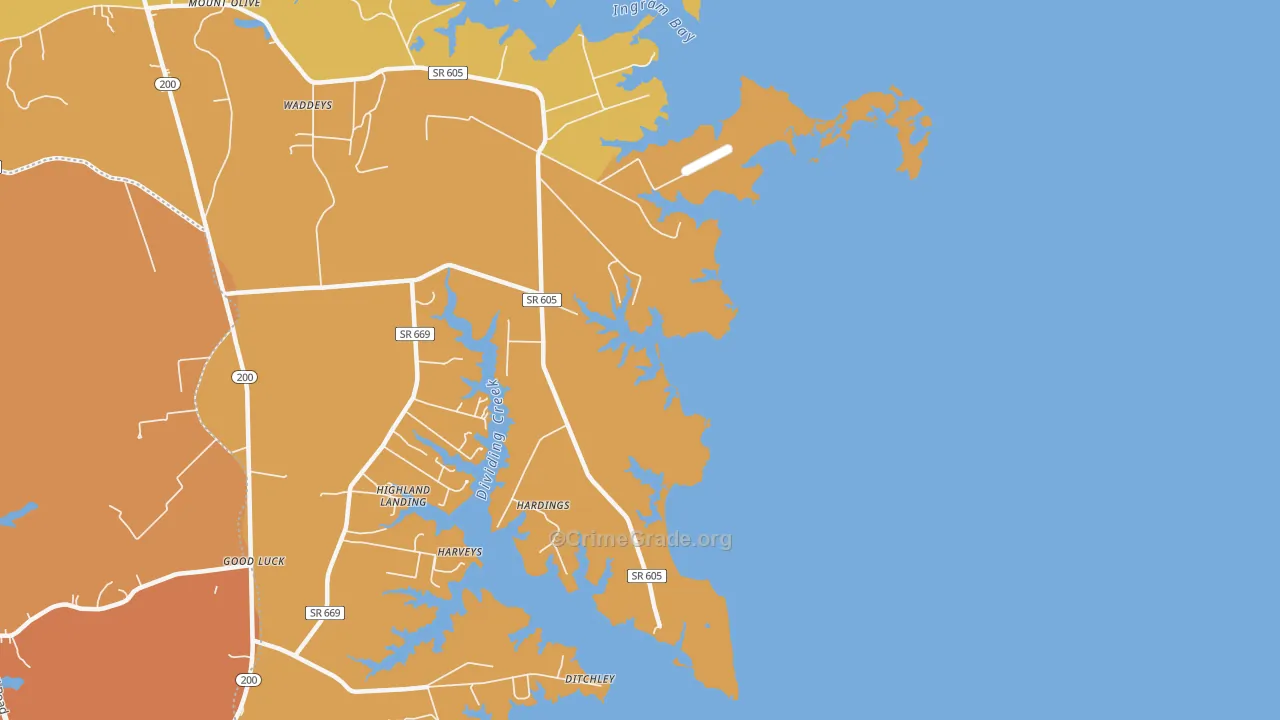 Ditchley, VA Map of Assault Rates