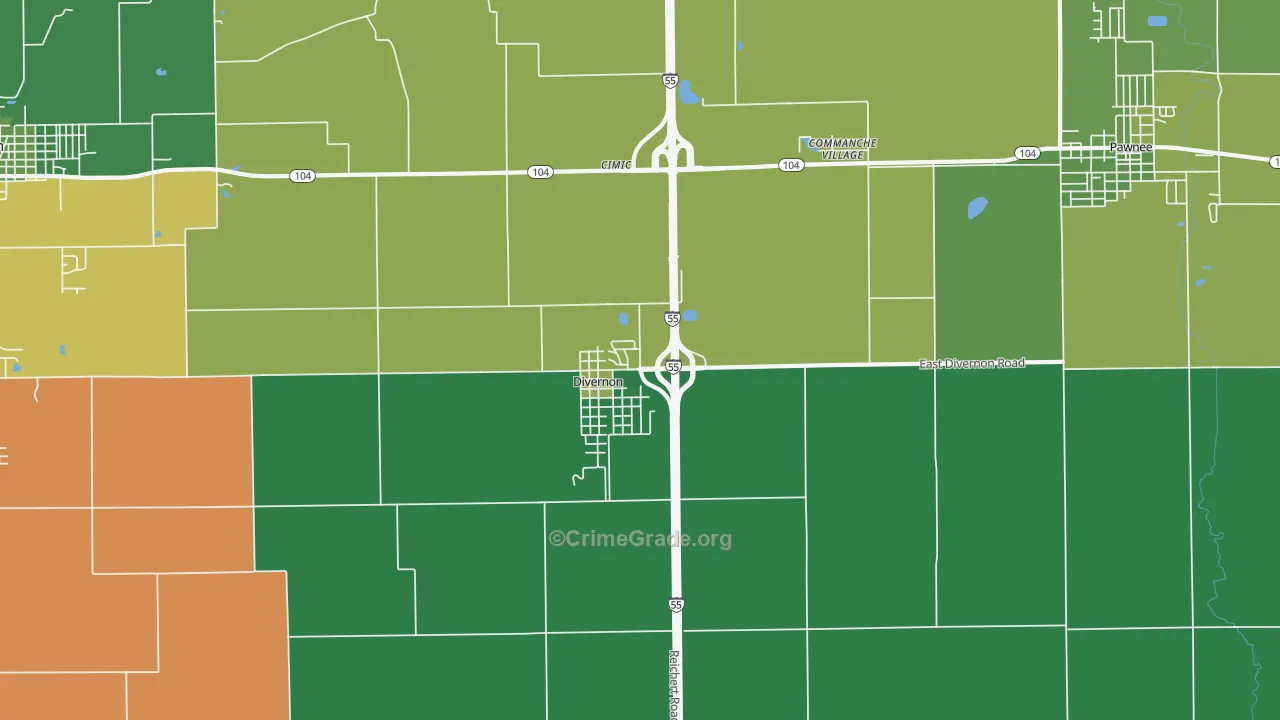 Divernon, IL Map of Assault Rates