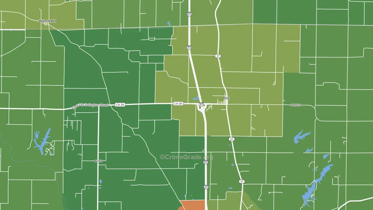 Dix, IL Map of Assault Rates