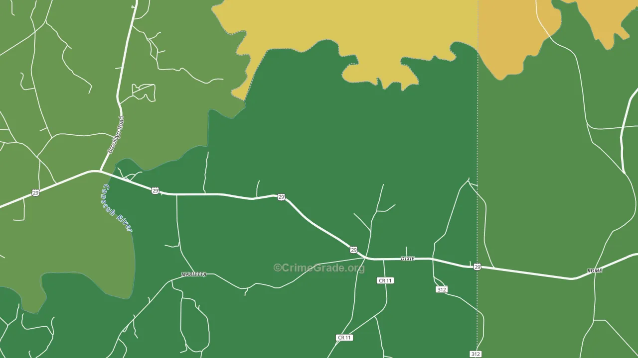 Dixie, AL Map of Assault Rates