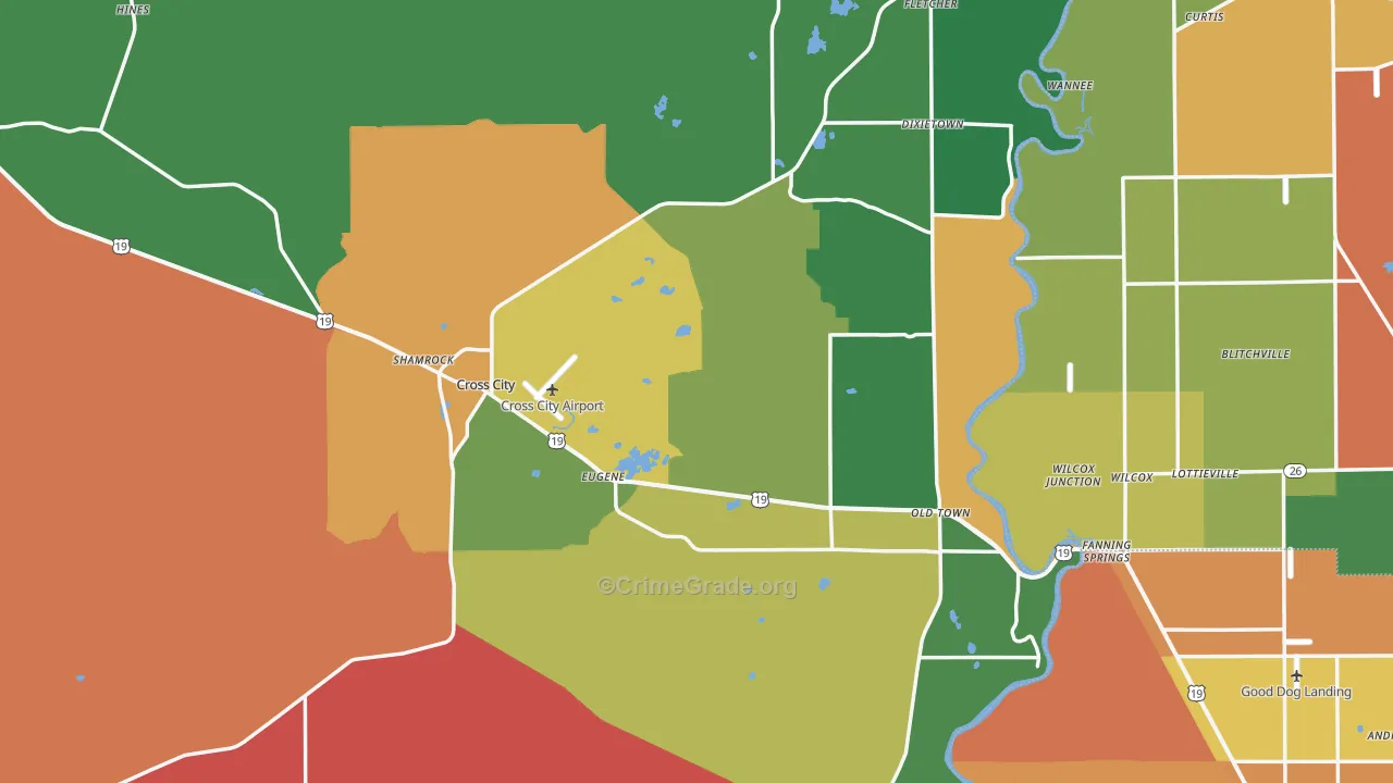 Dixie County, FL Map of Assault Rates