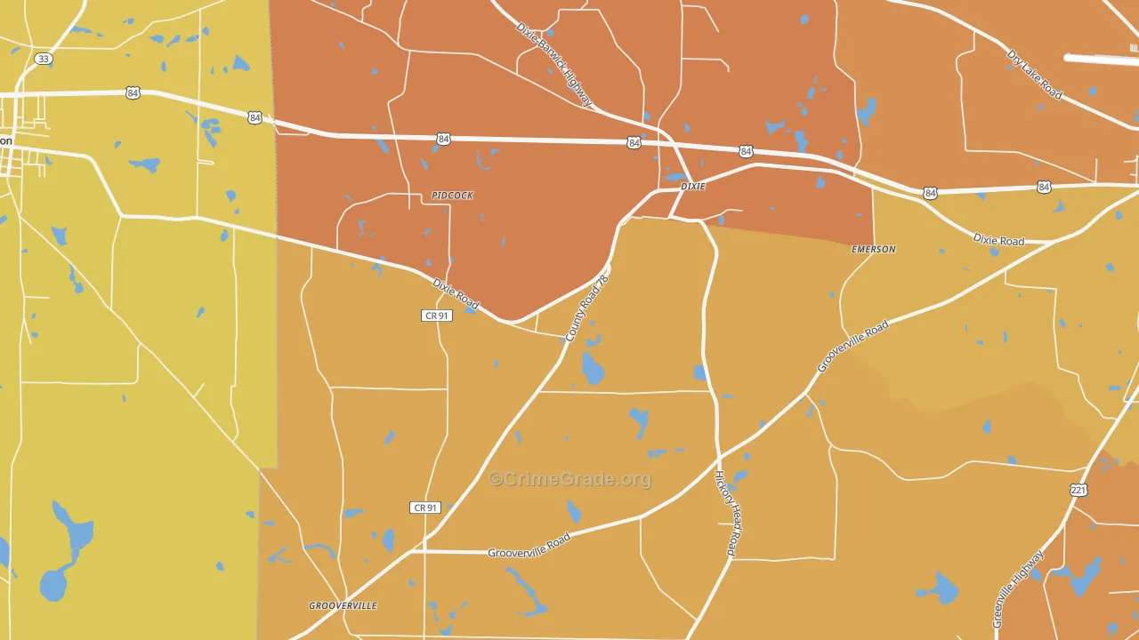Dixie, GA Map of Assault Rates