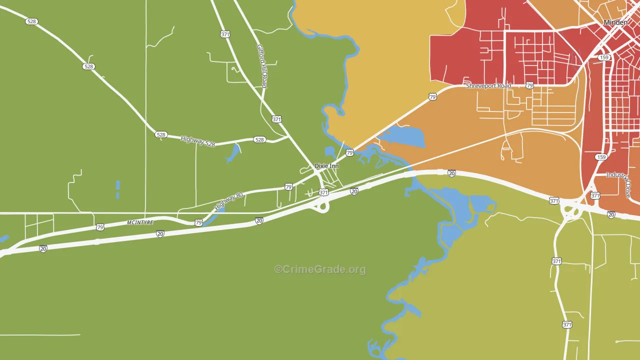 Dixie Inn, LA Map of Assault Rates