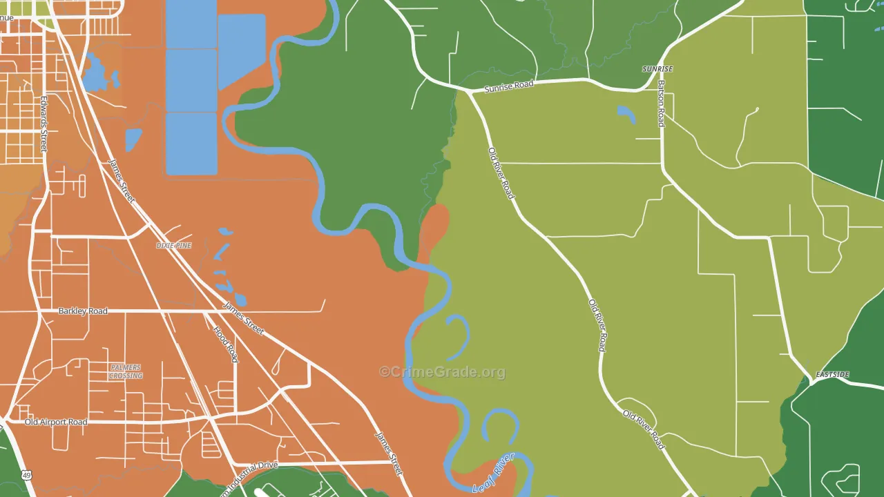 Dixie Pine, MS Map of Assault Rates