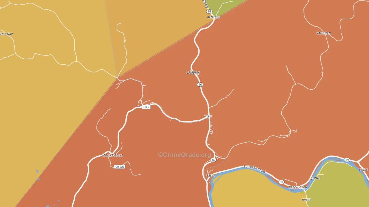 Dixie, WV Map of Assault Rates