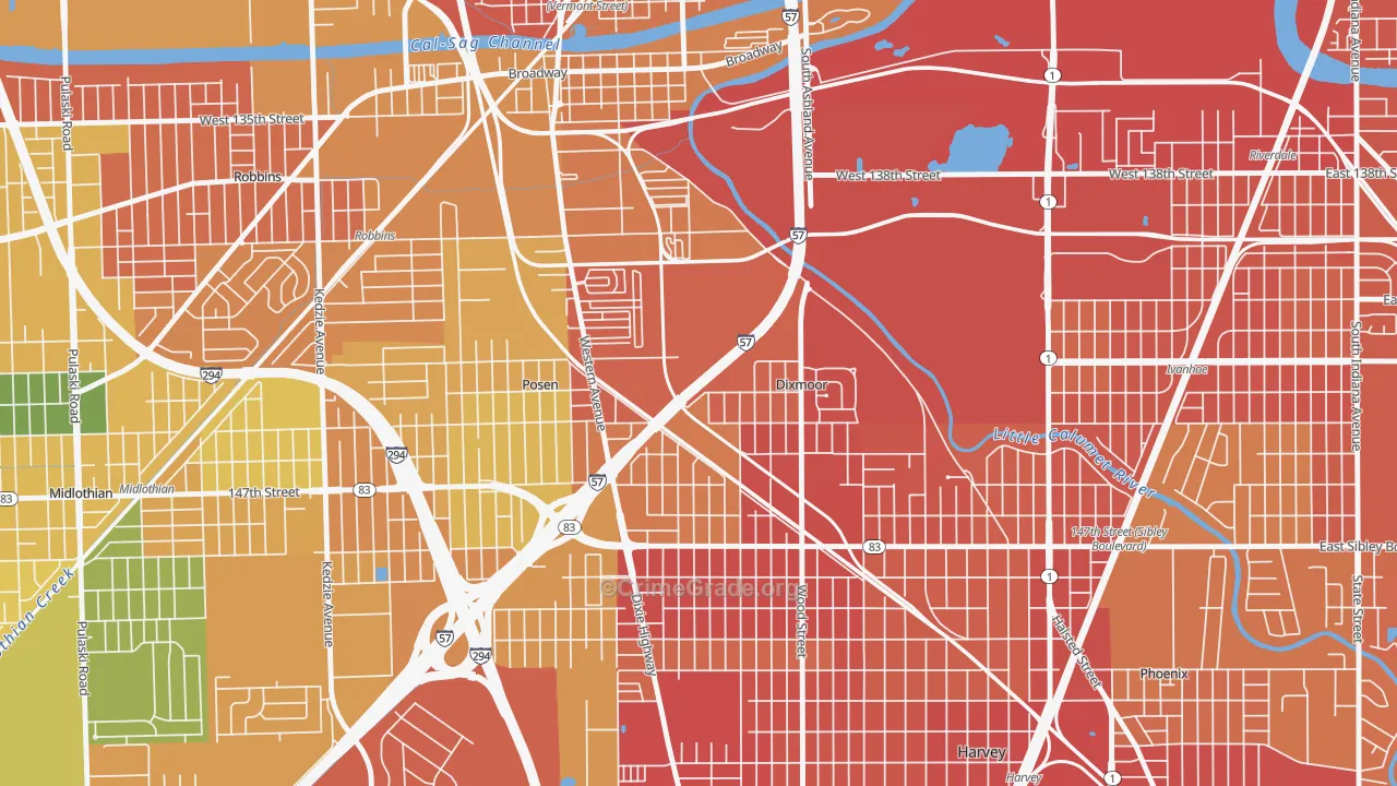 Dixmoor, IL Map of Assault Rates