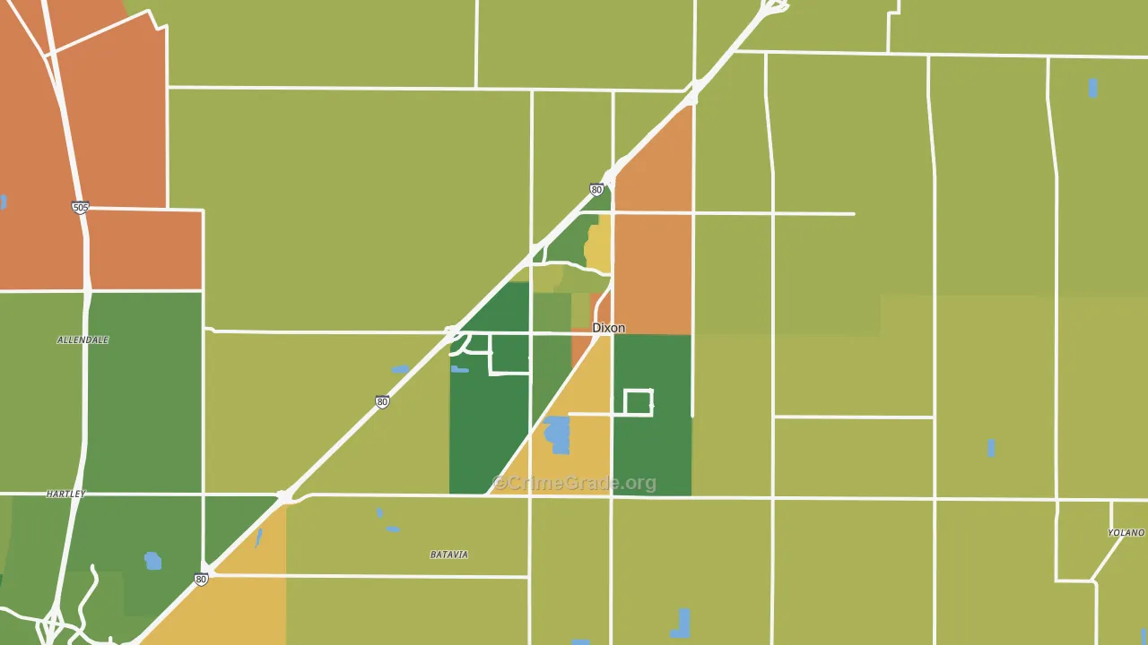 Dixon, CA Map of Assault Rates