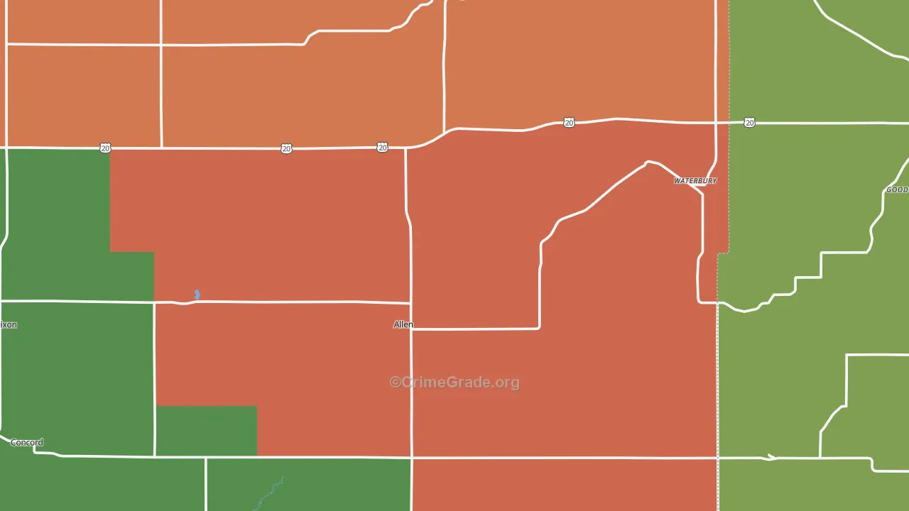 Dixon County, NE Map of Assault Rates