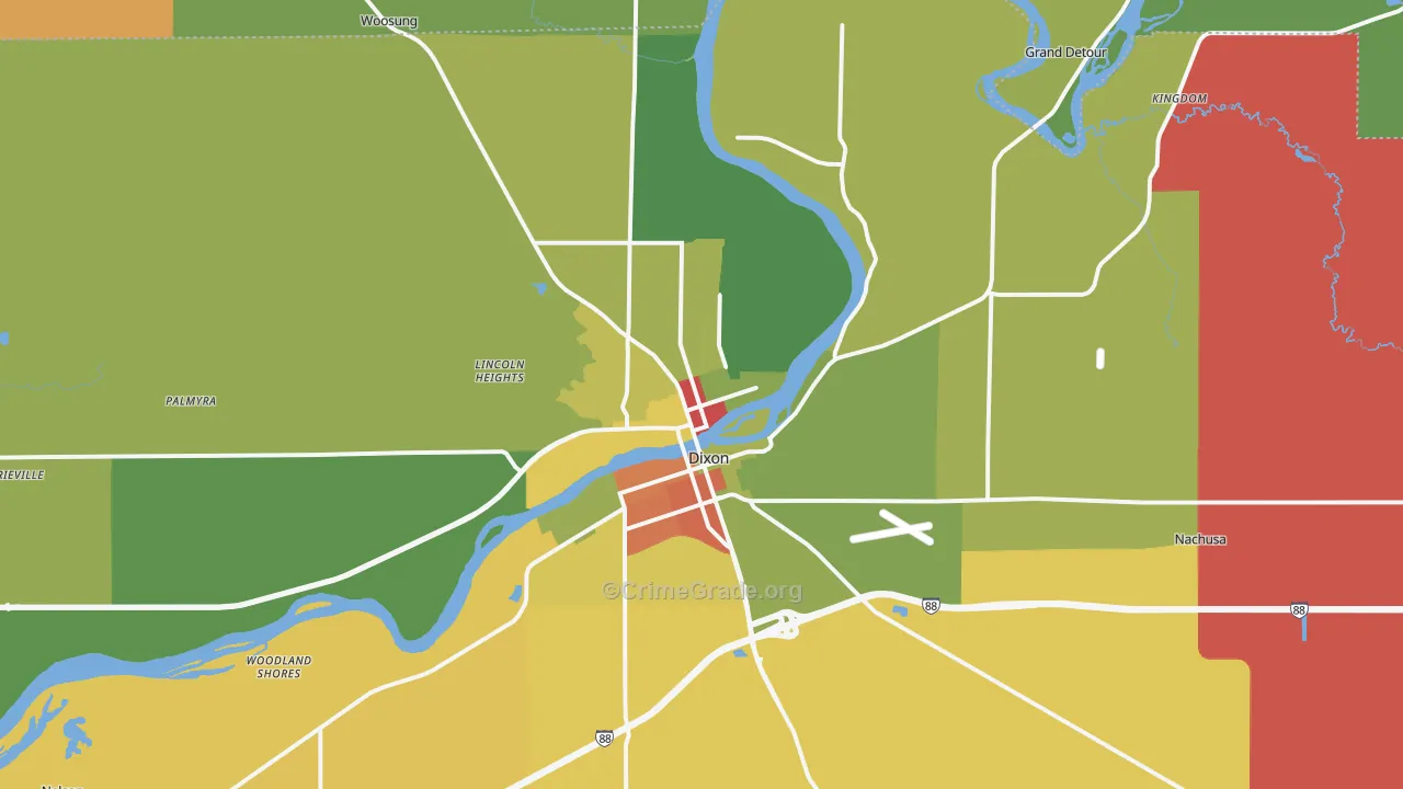 Dixon, IL Map of Assault Rates