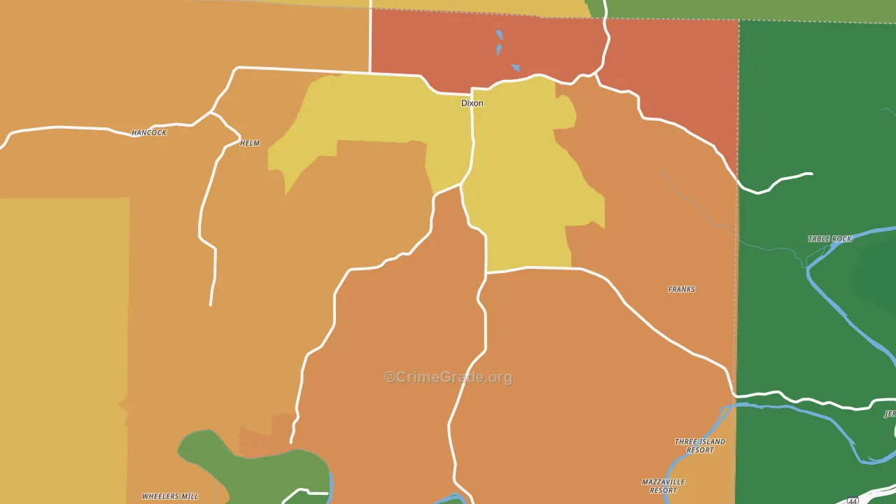 Dixon, MO Map of Assault Rates