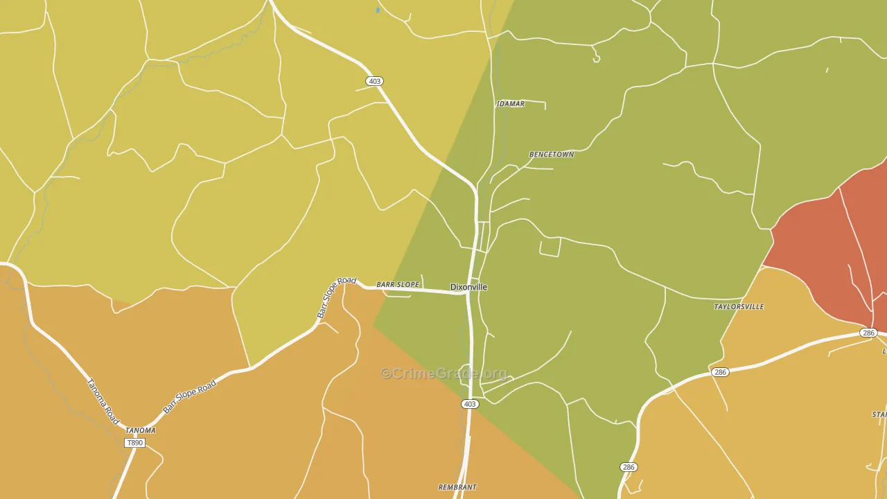 Dixonville, PA Map of Assault Rates