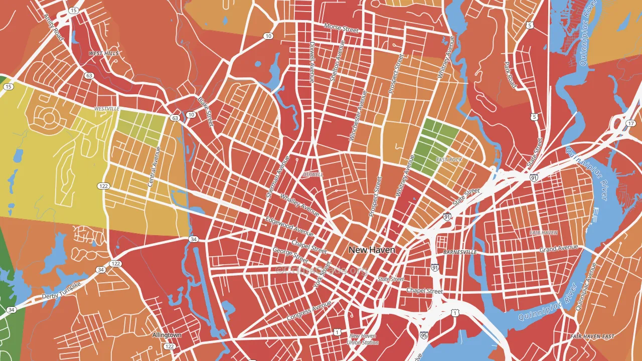 Dixwell, New Haven, CT Map of Assault Rates
