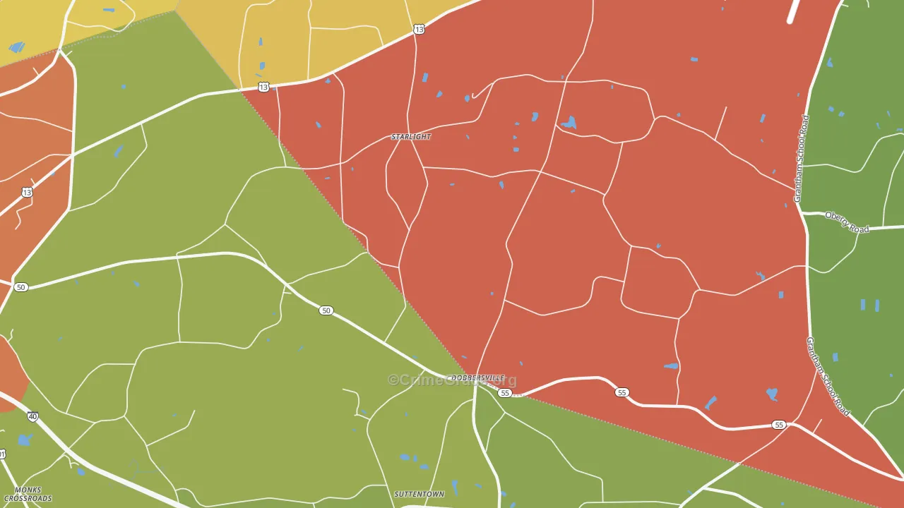 Dobbersville, NC Map of Assault Rates