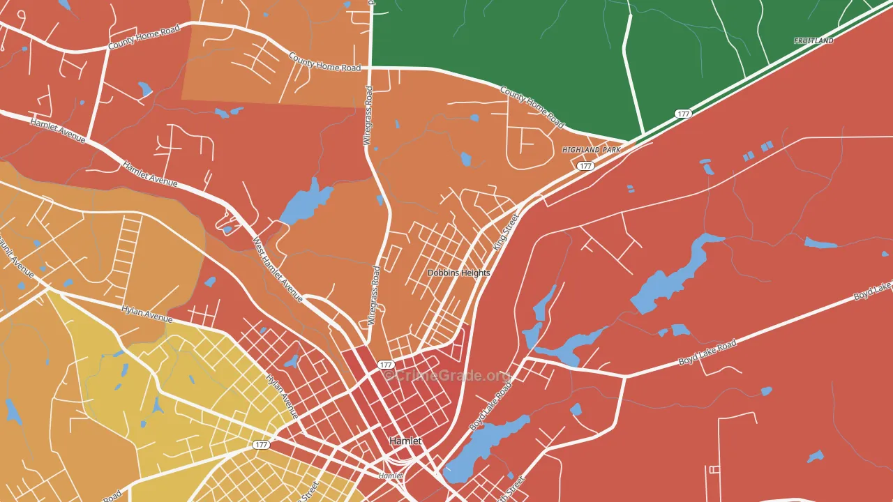 Dobbins Heights, NC Map of Assault Rates