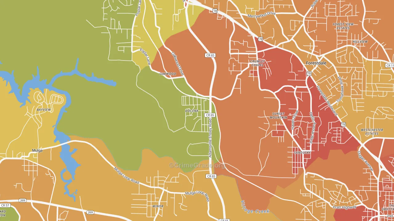 Docena, AL Map of Assault Rates