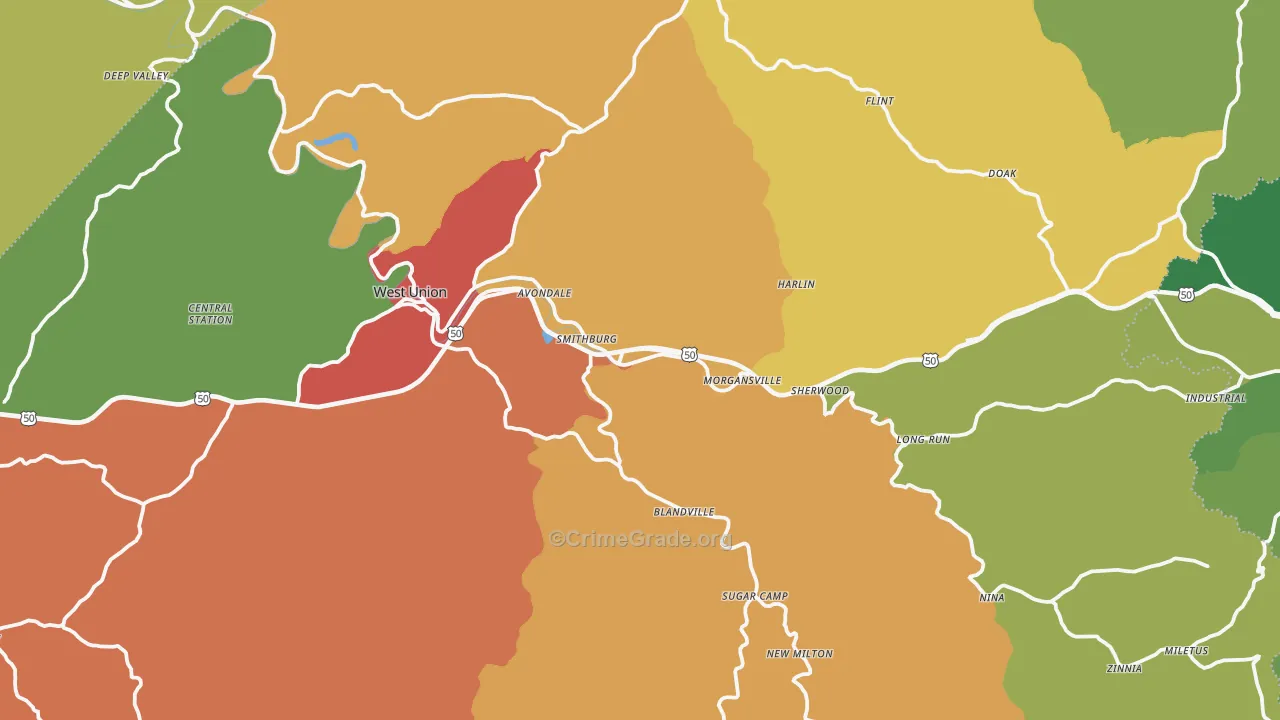 Doddridge County, WV Map of Assault Rates