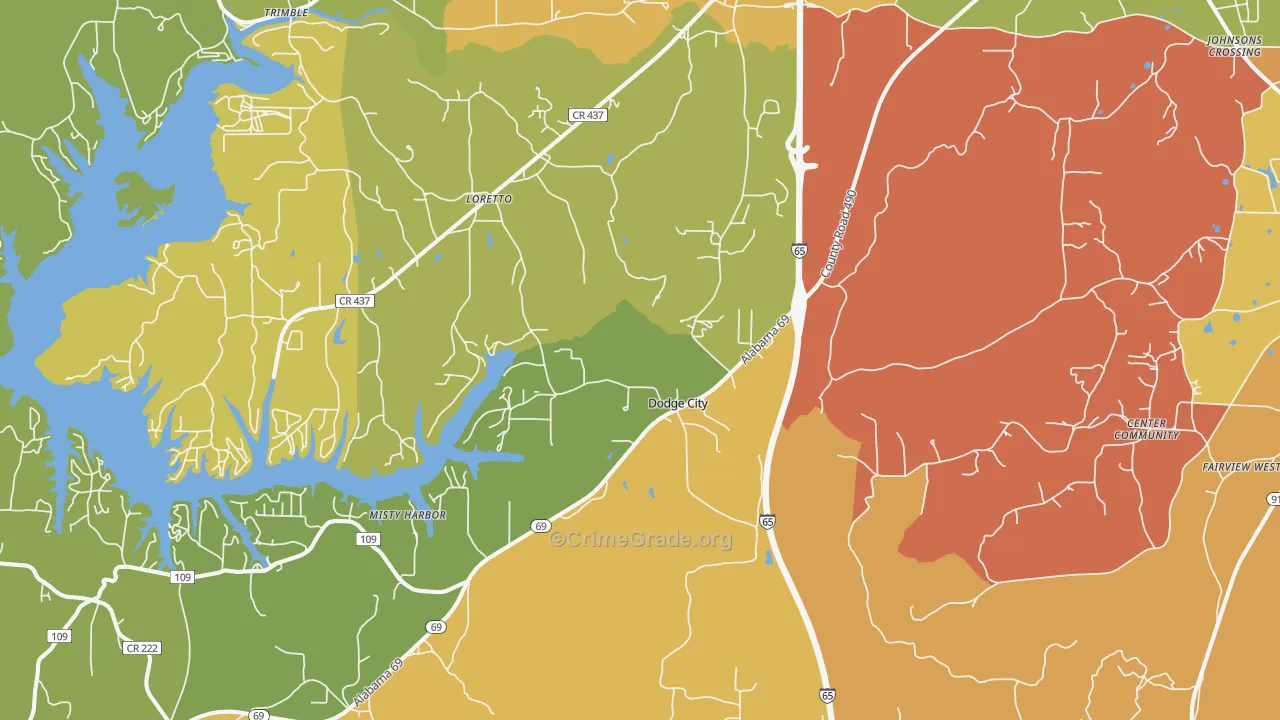 Dodge City, AL Map of Assault Rates