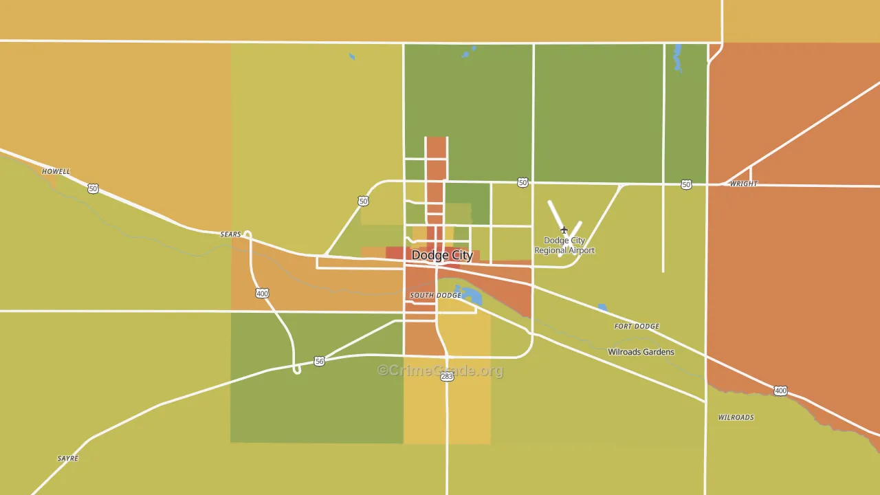 Dodge City, KS Map of Assault Rates