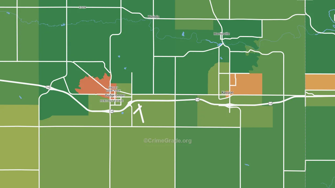 Dodge County, MN Map of Assault Rates