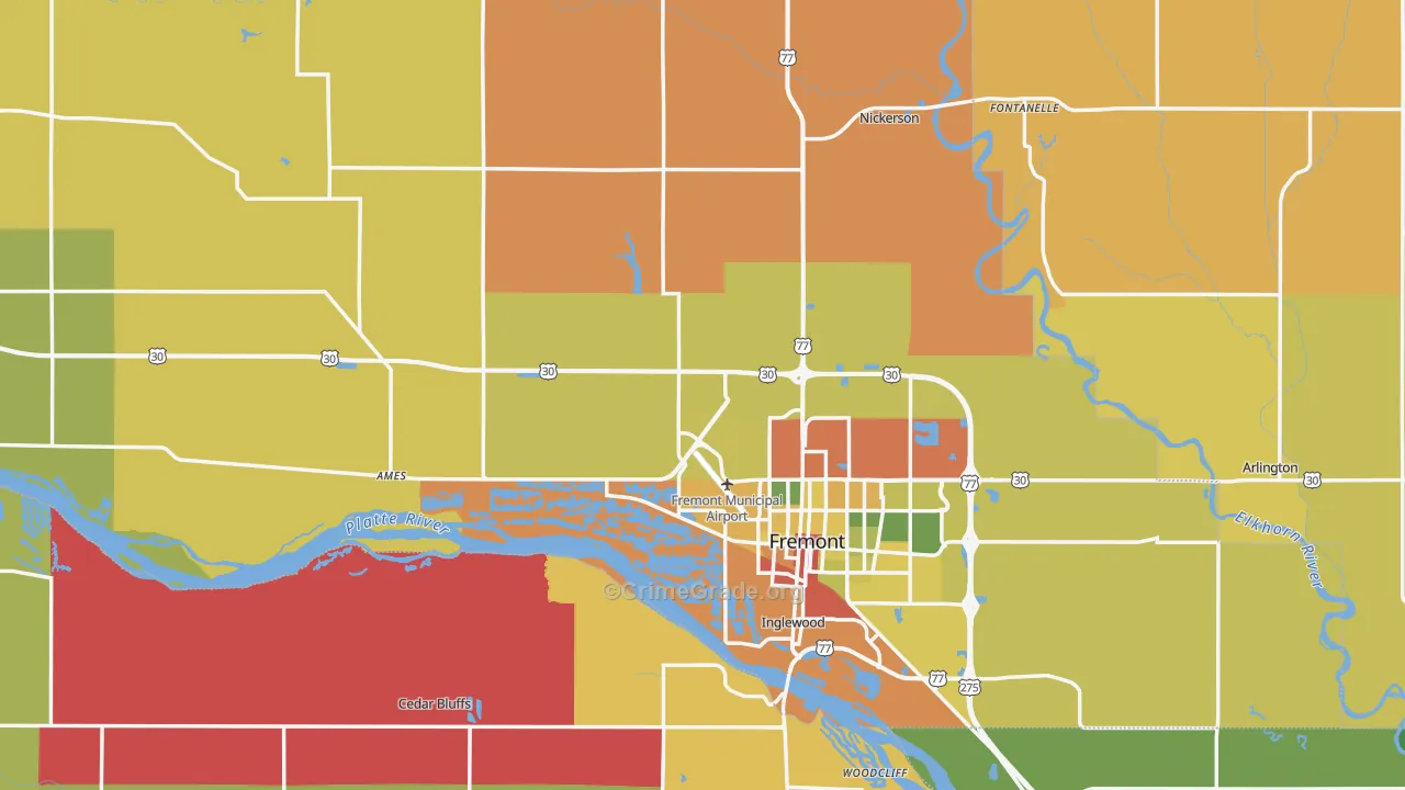 Dodge County, NE Map of Assault Rates